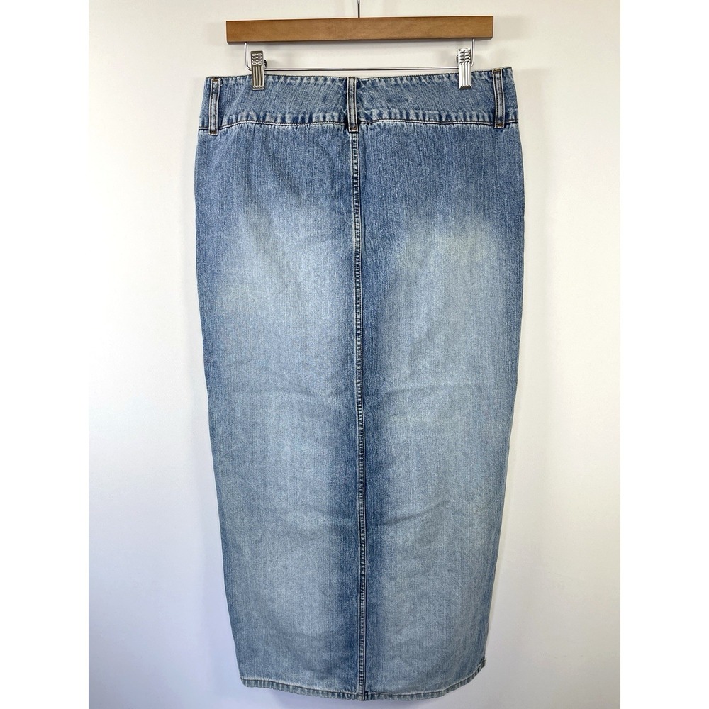 VTG Y2K Womens Paris Blues Denim Maxi Skirt Size 11 Blue Boho Cowgirl Festival - Picture 5 of 10